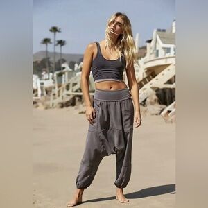 NWT L Free People Movement Give Me All Your Harem Pants Hip Pockets Gray